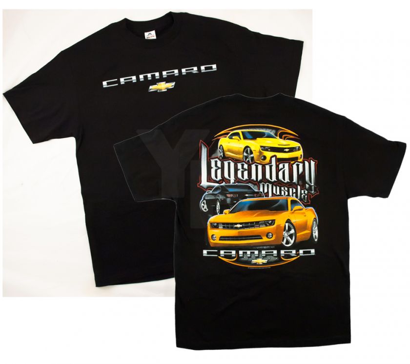 Camaro Chevrolet Chevy Bowtie Bow Tie Legendary Muscle Black T Shirt 