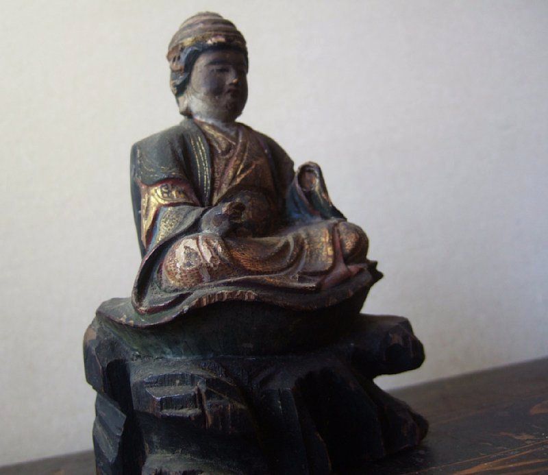 EDO GILT WOOD Japanese Buddha Buddhist Diety GOD Statue  