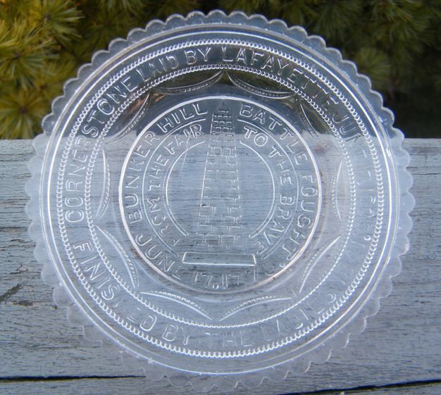 ANTIQUE OLD EAPG GLASS BATTLE BUNKER HILL CUP PLATE  