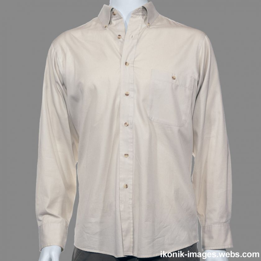   Classic Van Heusen light tan button down collar, oxford dress shirt XL