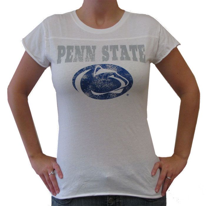 Penn State Womens Overdyed Chest Seam White T Shirt by Step Ahead