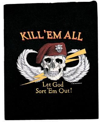 6637 NEW BLACK KILL EM ALL LET GOD SORTEM OUT T SHIRT SMALL   3XL 