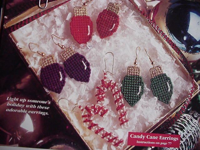 Candy Cane Light Bulb Earrings Plastic Canvas Pattern  