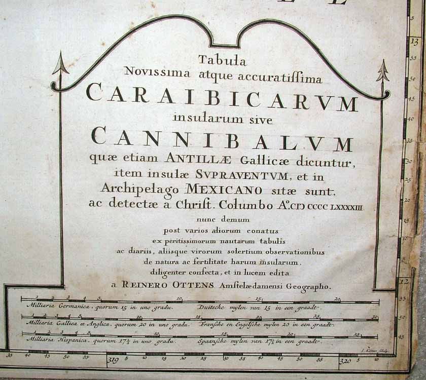   cartouche placesthe subject of Carib cannibalism front and centre