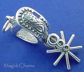 Sterling Silver SPUR Cowboy Horse 3D Movable Charm  