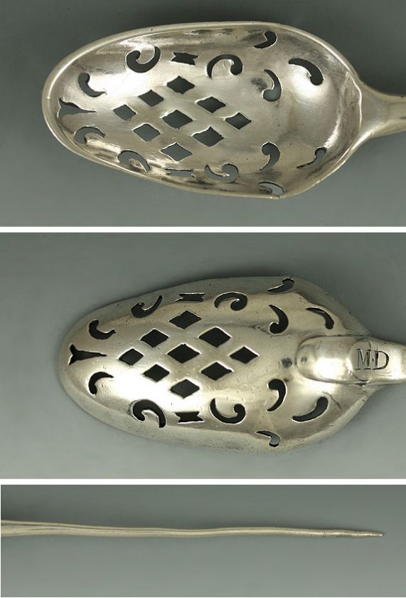 RARE 1700s AMERICAN COIN SILVER MOTE SPOON  