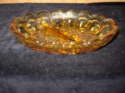 Viking/New Martinsville, Georgian 6900, Amber, 2 Part, Serving Dish 