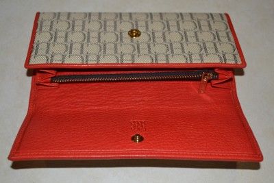 CH CAROLINA HERRERA LARGE FLAP CONTINENTAL RED WALLET 100% AUTHENTIC 