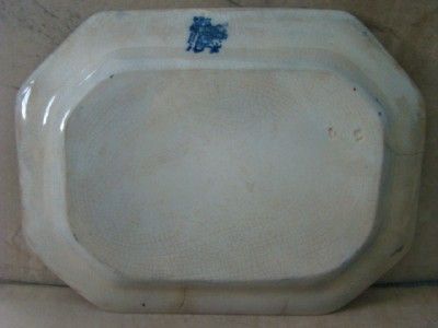 Antiuqe Signed Adams & Sons Kyber Flow Blue Platter 14 x 