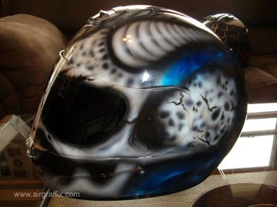   Painted Airbrushed Skull w/ True Fire Z1R Any size Helmet  