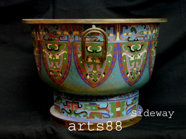 Old Cloisonne Chinese INCENSE BURNER TREASURES BOWL  