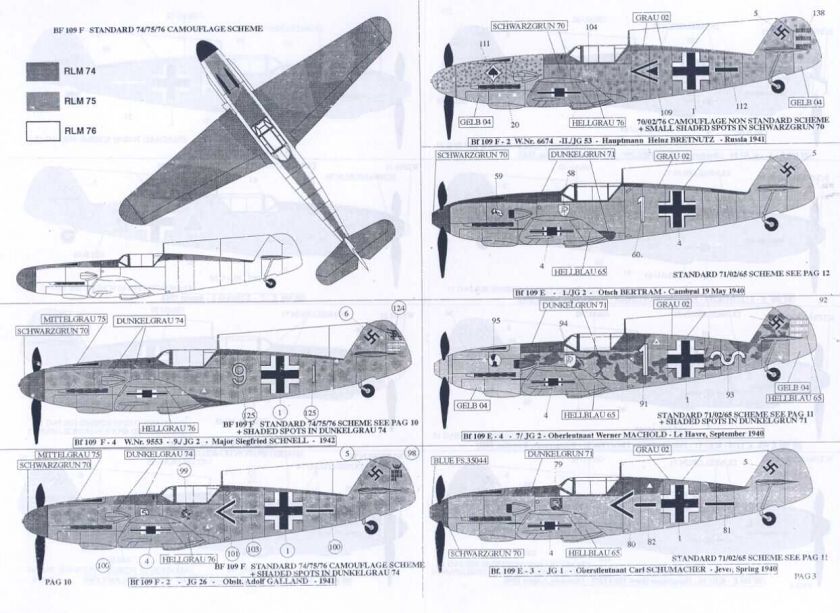 Sky Models Decals 1/48 MESSERSCHMITT Bf 109 Fighter  