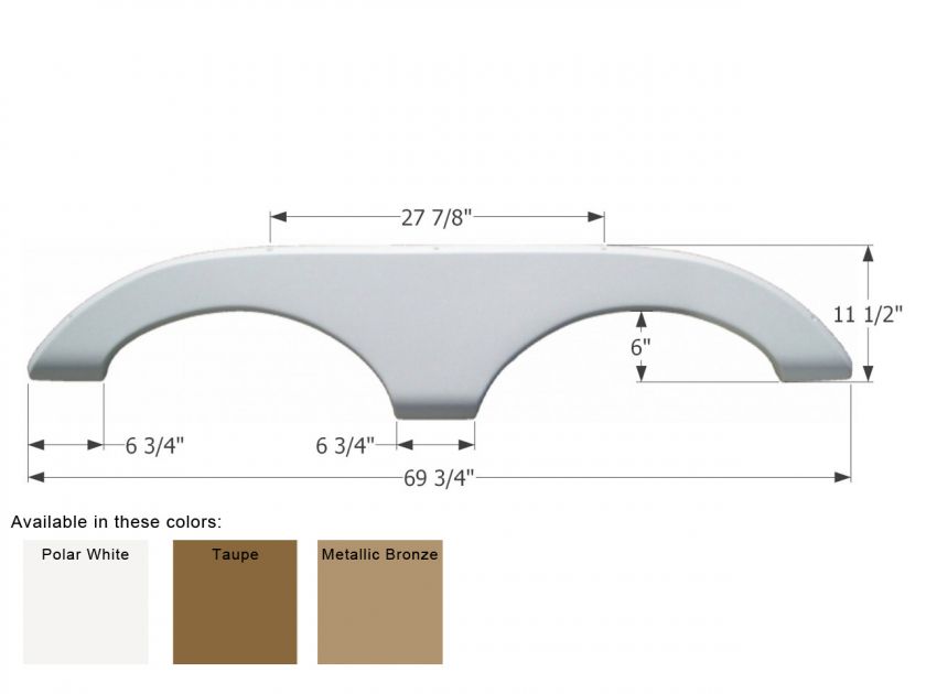 69 3/4 x 11 1/2  Polar White Tandem axle fender skirt (other colors 