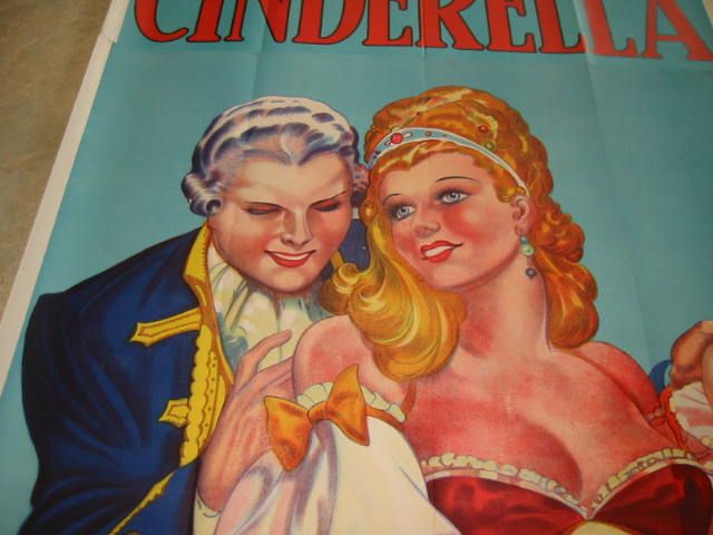 HUGE Old 1930s   CINDERELLA   Theatre POSTER 40x88  