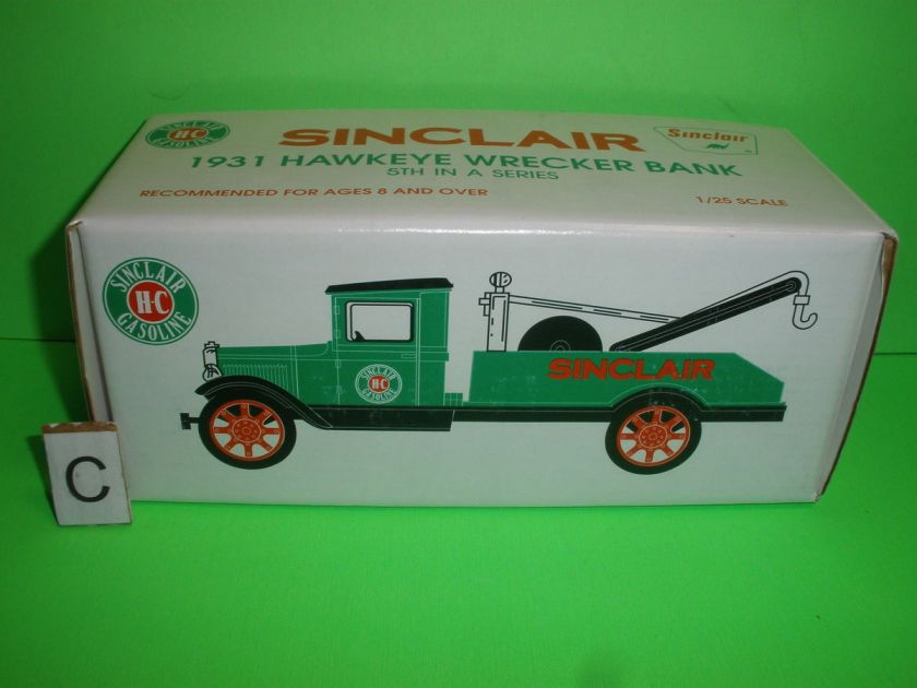 SINCLAIR OIL 31 1931 HAWKEYE WRECKER TOW TRUCK BANK ERTL MIB NEW 1993 