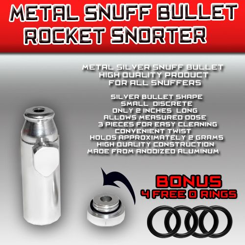 SILVER BULLET METAL SNUFFE ROCKET SNUFF EASY TWIST + 4 EXTRA FREE O 