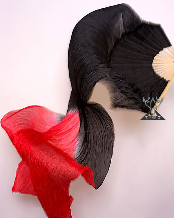 8M BLACK+RED 100%SILK FAN VEILS   