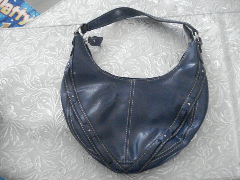 Liz Claiborne NAVY BLUE Leather Like studded Handbag  