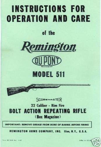 Remington Model 511 ScoreMaster Rifle Gun Manual  