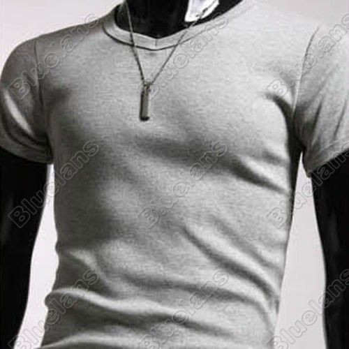 Mens Short Sleeve Slim Fit V neck T shirt Tops Size S M  