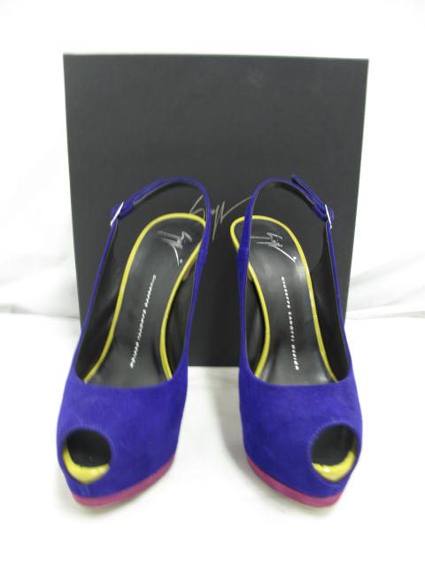   Zanotti Purple/Yellow/Pink Suede Sharon Platform Heels 38.5  