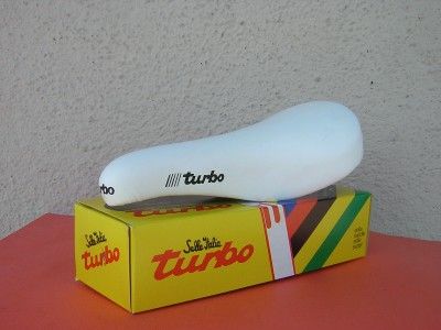 SELLE ITALIA TURBO WHITE SADDLE STEEL RAILS ITALY NOS*  