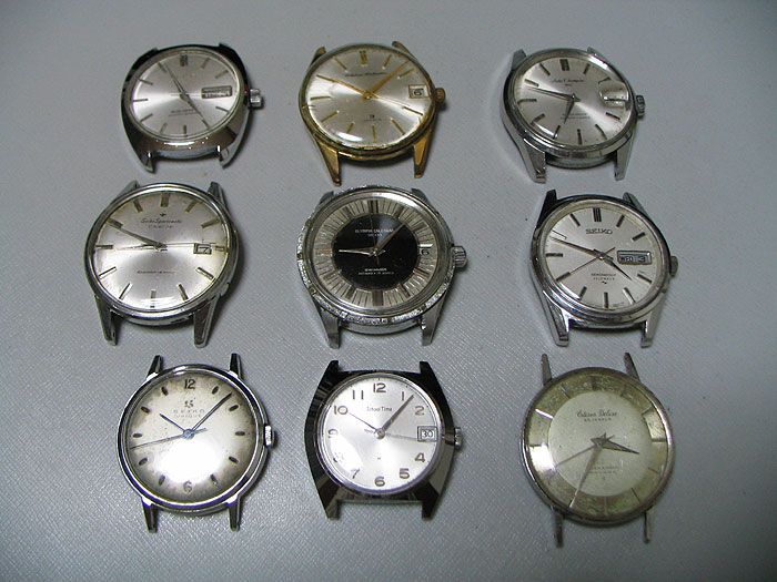 LOT OF 9 SEIKO, CITIZEN, ORIENT, RICOH for repair, for parts  