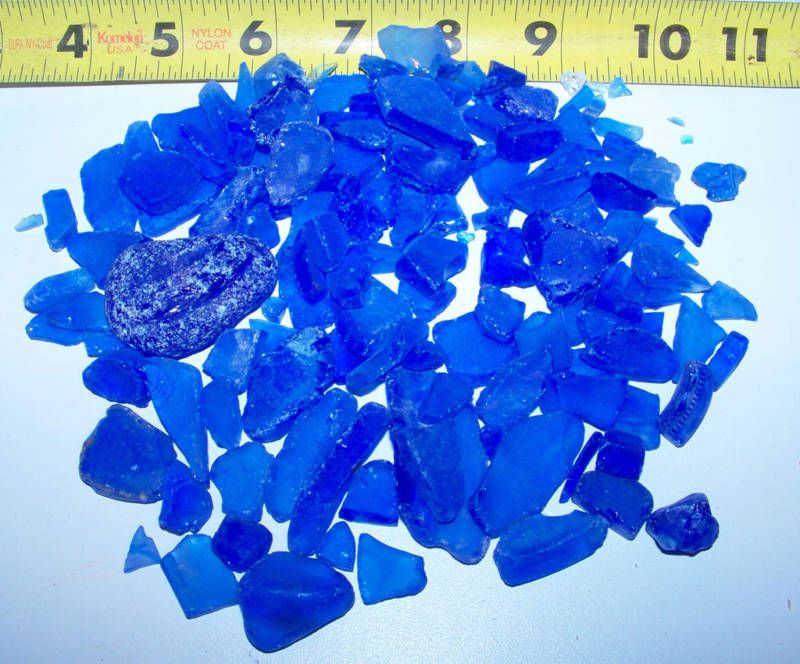   DARK BLUE SEAGLASS SEA GLASS   SEASHELLS CRAFTS WEDDING DECOR  