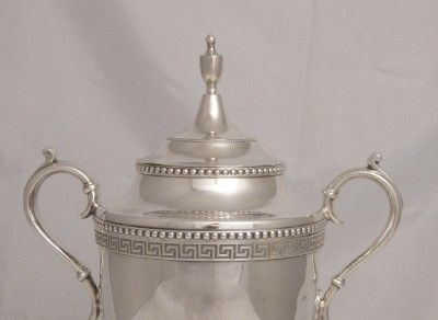    1862 CIVIL WAR ERA GREEK KEY SAMOVAR HOT WATER POT COFFEE POT  