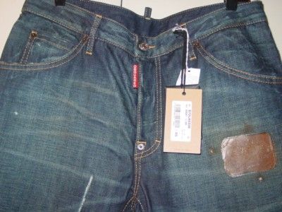 Dsquared 2 dark blue patch cropped mens jeans NEW 46  
