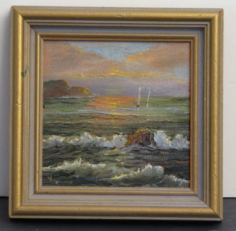   Duckworth Verne of Laguna Oil Painting Seascape 2 Sailboats  