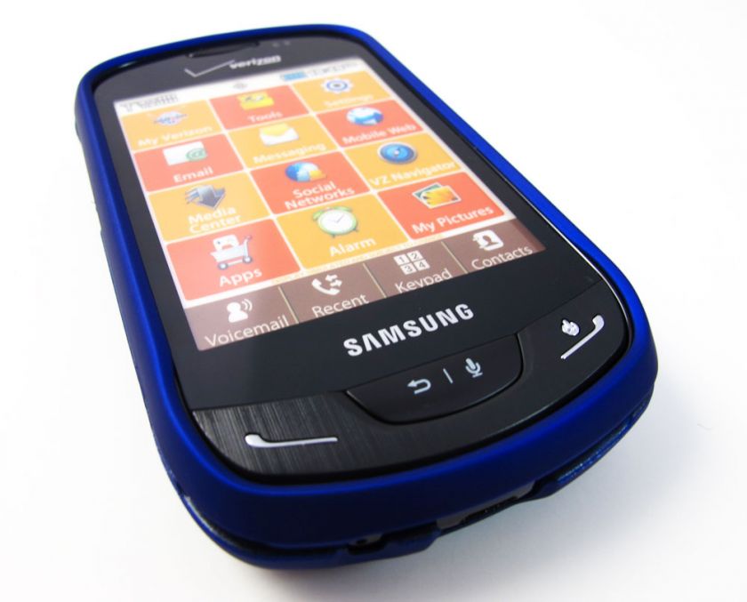 BLUE RUBBERIZED HARD SNAP ON CASE COVER FOR SAMSUNG BRIGHTSIDE U380 