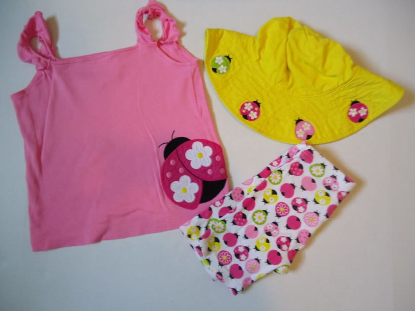 Gymboree Pretty Lady Ladybug Top Shirt Shorts Hat 3 Yrs  