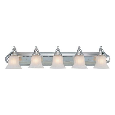 NEW 5 Light Bathroom Vanity Lighting Fixture, Polished Chrome, White 