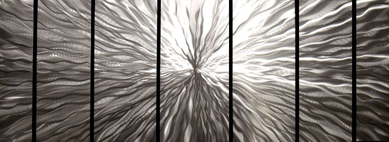 Modern Abstract Hand Crafted Silver Metal Wall Art Office Decor 