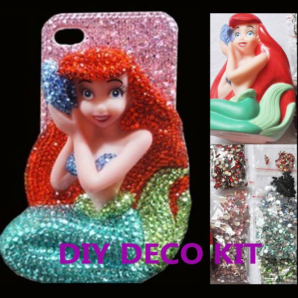 3D Bling Crystal Disney Little Mermaid DIY Cell Phone iPhone Case 
