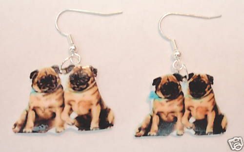 Pug Dog earrings pugs,animals,dogs,fashion jewelry,cute  