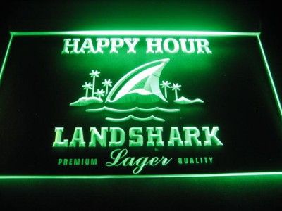 Happy Hour Landshark Beer Bar Pub Light Sign Neon B514  