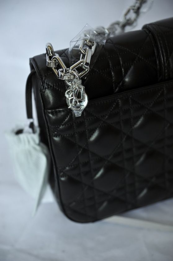   DIOR Black SM *MISS DIOR* Quilted Long Chain Flap Bag Handbag NEW+TAGS