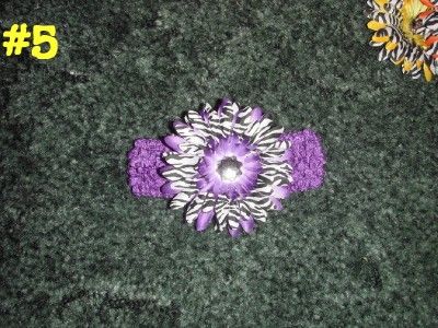 10 Crochet Headband with Daisy Flower Upick girls clip  