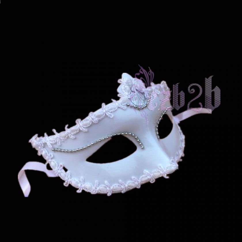 Fashion Elegant White Lady Masquerade Half Face Mask Halloween Mardi 