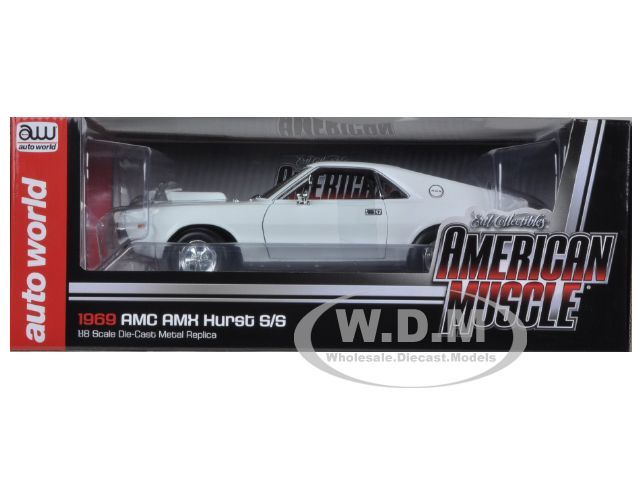 1969 AMC AMX HURST S/S FROST WHITE 1/18 LIMITED EDITION BY AUTOWORLD 