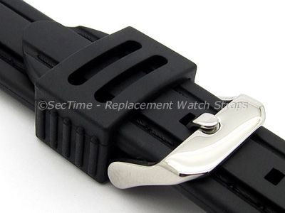 Rubber/Silicon Waterproof Watch Strap PANOR Black/Red 22mm  