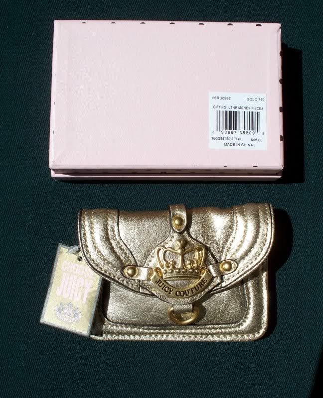 NIB $65 JUICY COUTURE GOLD LEATHER COIN PURSE W/ CROWN 098687358095 