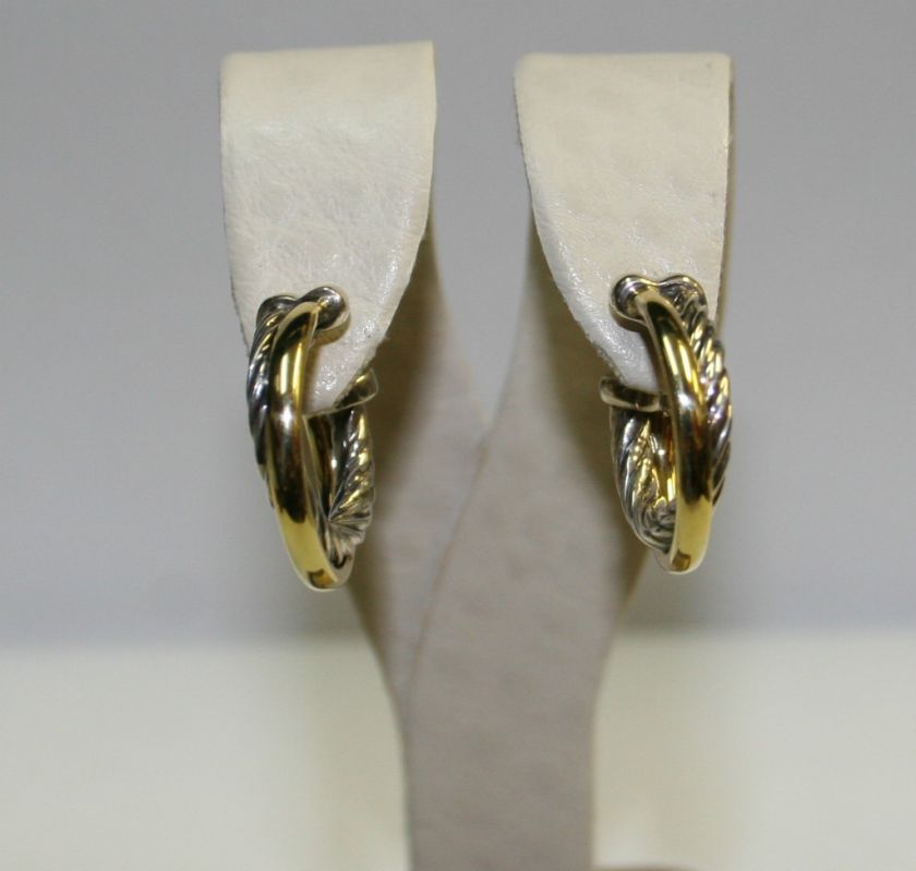 David Yurman Crossover Hoop Earrings 18kt Silver  