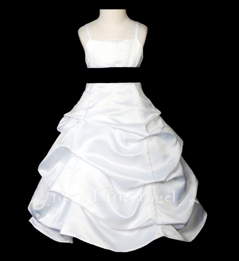 SATIN FLOWER GIRL DRESS with RED PINK BLACK LILAC SASH  