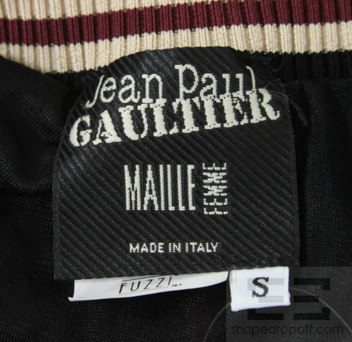 Jean Paul Gaultier Black & Red Knit Silk & Ribbed Trim Halter Maxi 