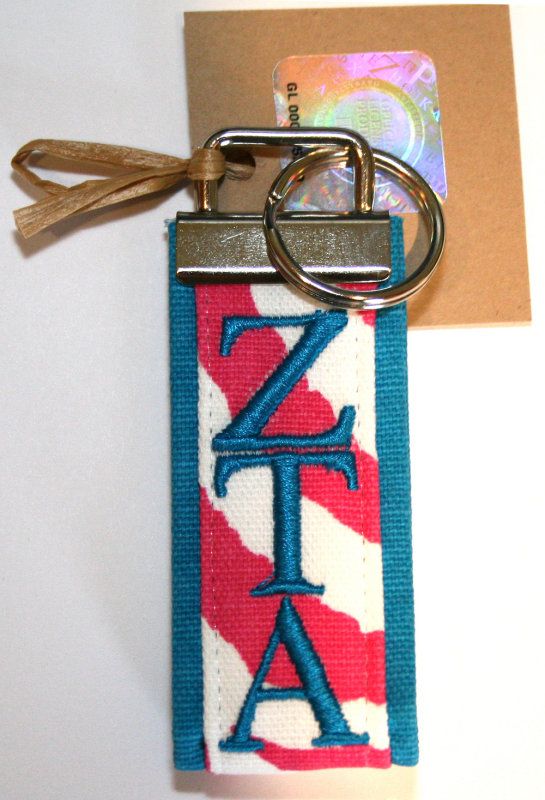 NEW Zeta Tau Alpha   Full Embroidered Fob Key Chain  