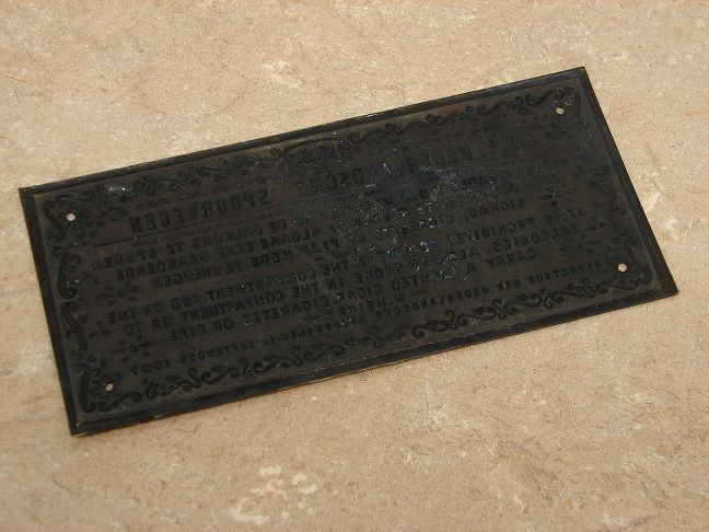   Netherland Railways brass sign plaque NO SPITTING on train railroad