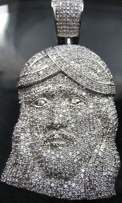 FULLY ICED OUT JESUS Piece ALL WHITE DIAMOND SIMULATE  